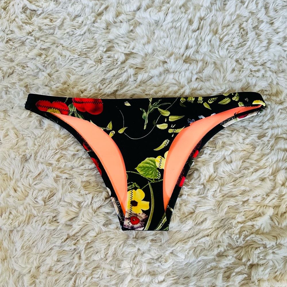 NWT Triangl Swimwear Floral Bikini Bottoms - Black, Orange, Yellow